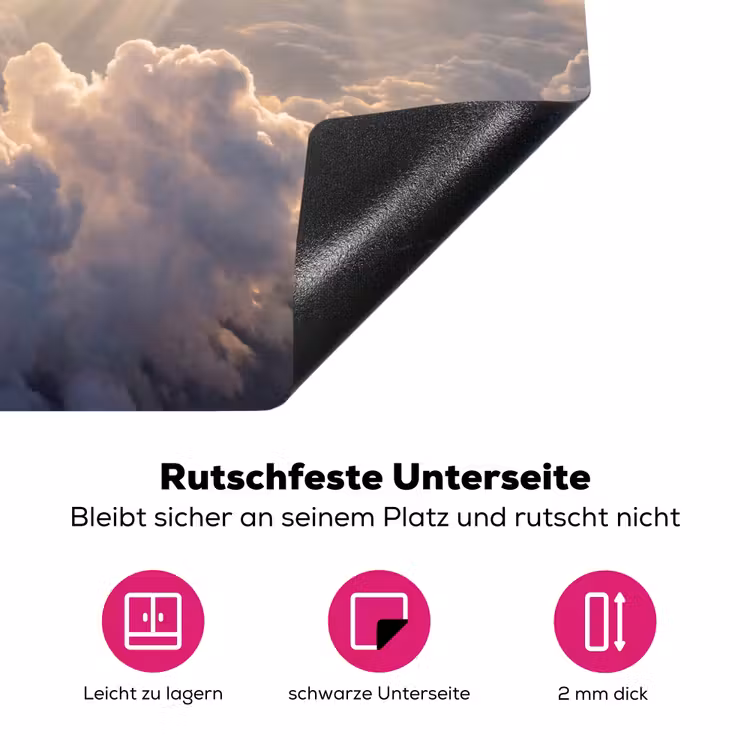 Wolken - Zonnestralen - Natuur - Wit Inductie beschermer vinyl 3mm klein -zzzzzzz-lf-onderkant