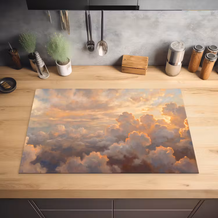 Wolken - Zonsondergang - Natuur - Abstract - Goud Inductie beschermer vinyl 3mm klein -sfeer5