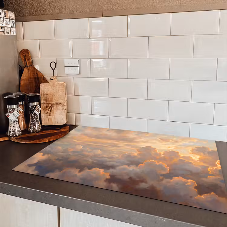 Wolken - Zonsondergang - Natuur - Abstract - Goud Inductie beschermer vinyl 3mm klein -sfeer3