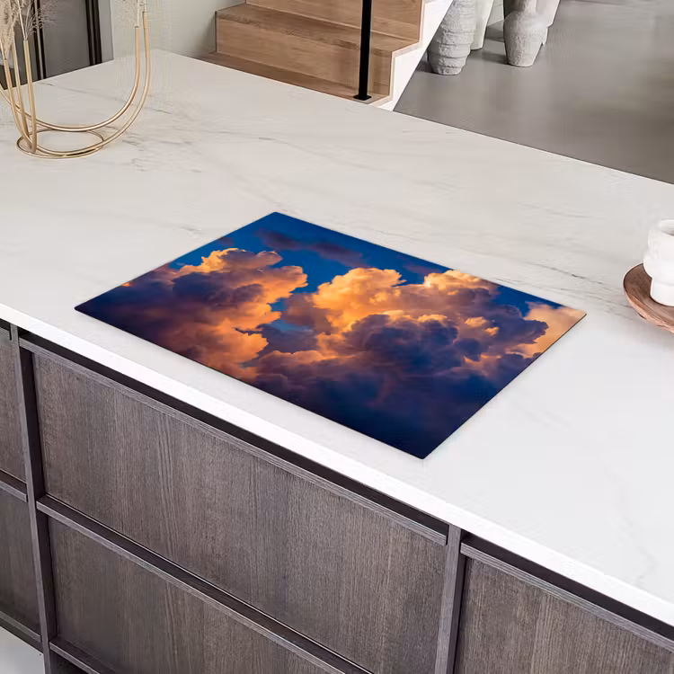 Wolken - Zonsondergang - Natuur - Oranje - Blauw Inductie beschermer vinyl 3mm klein -sfeer8