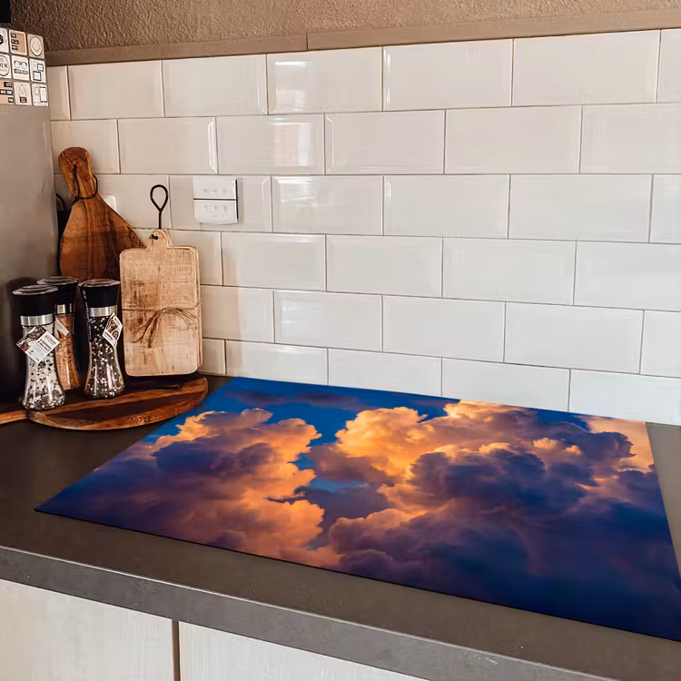 Wolken - Zonsondergang - Natuur - Oranje - Blauw Inductie beschermer vinyl 3mm klein -sfeer3