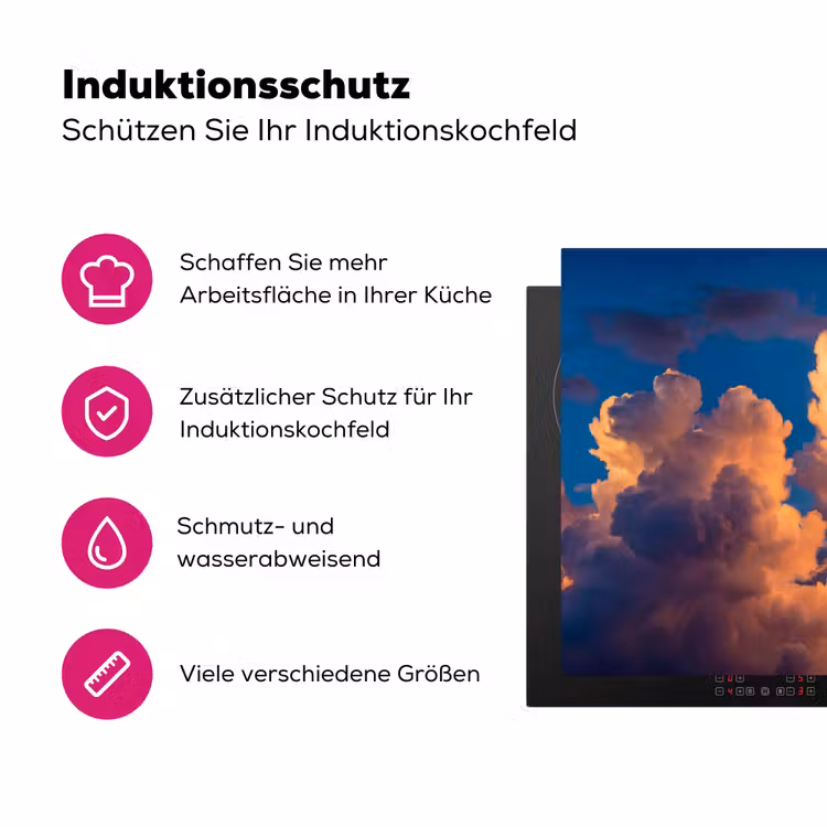 Wolken - Zonsondergang - Natuur - Oranje - Blauw Inductie beschermer vinyl 3mm klein -zzzzzzz-lf-ups