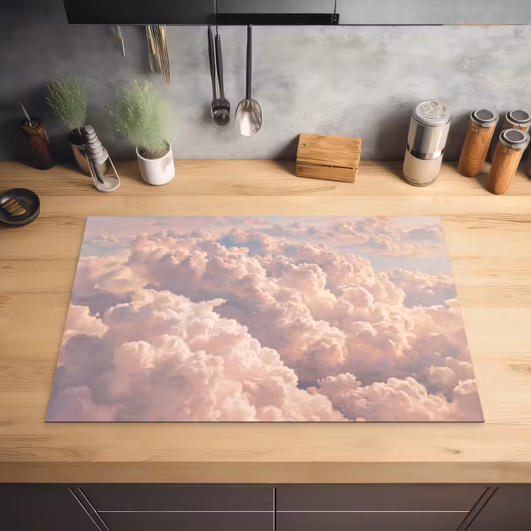 Wolken - Zonsondergang - Natuur - Pastel - Roze Inductie beschermer vinyl 3mm klein -sfeer5