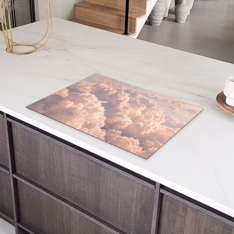 Wolken - Zonsondergang - Natuur - Pastel - Roze Inductie beschermer vinyl 3mm klein -sfeer8