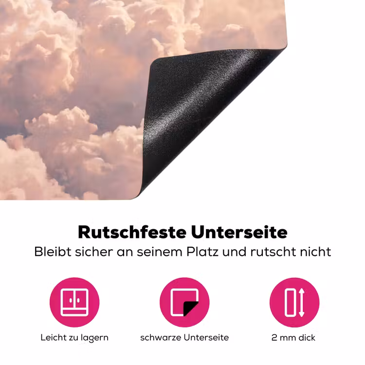 Wolken - Zonsondergang - Natuur - Pastel - Roze Inductie beschermer vinyl 3mm klein -zzzzzzz-lf-onderkant