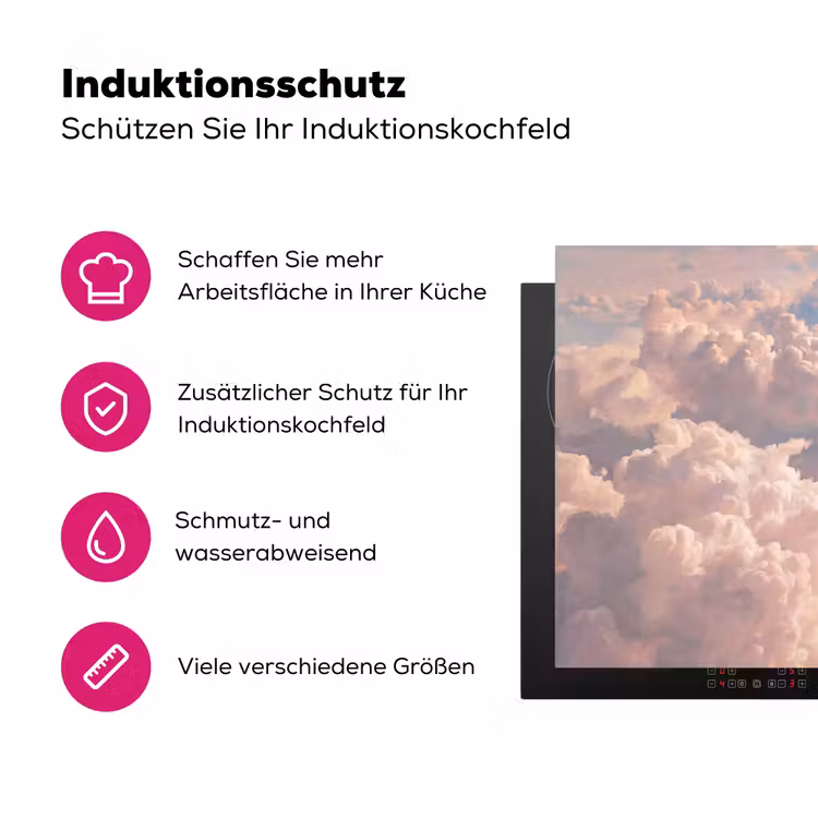 Wolken - Zonsondergang - Natuur - Pastel - Roze Inductie beschermer vinyl 3mm klein -zzzzzzz-lf-ups