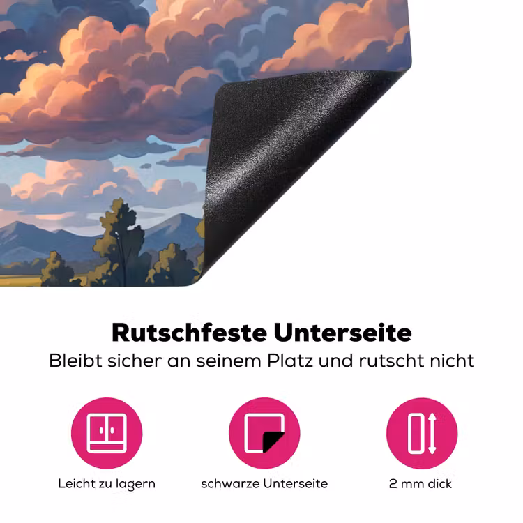 Wolken - Daghemel - Natuur - Illustratie - Oranje Inductie beschermer vinyl 3mm klein -zzzzzzz-lf-onderkant