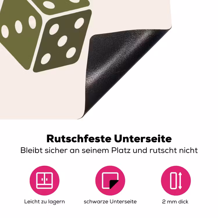 Dobbelsteen - Spel - Groen - Abstract Inductie beschermer vinyl 3mm middel -zzzzzzz-lf-onderkant