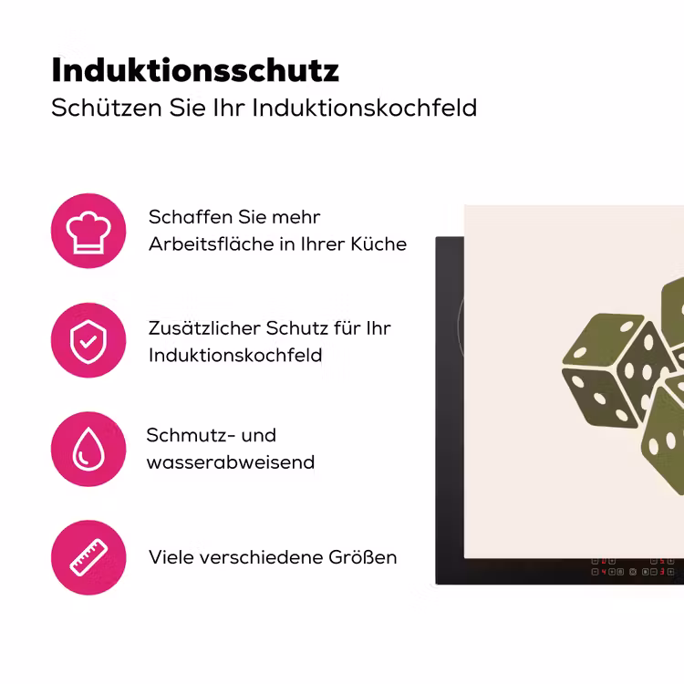 Dobbelsteen - Spel - Groen - Abstract Inductie beschermer vinyl 3mm middel -zzzzzzz-lf-ups