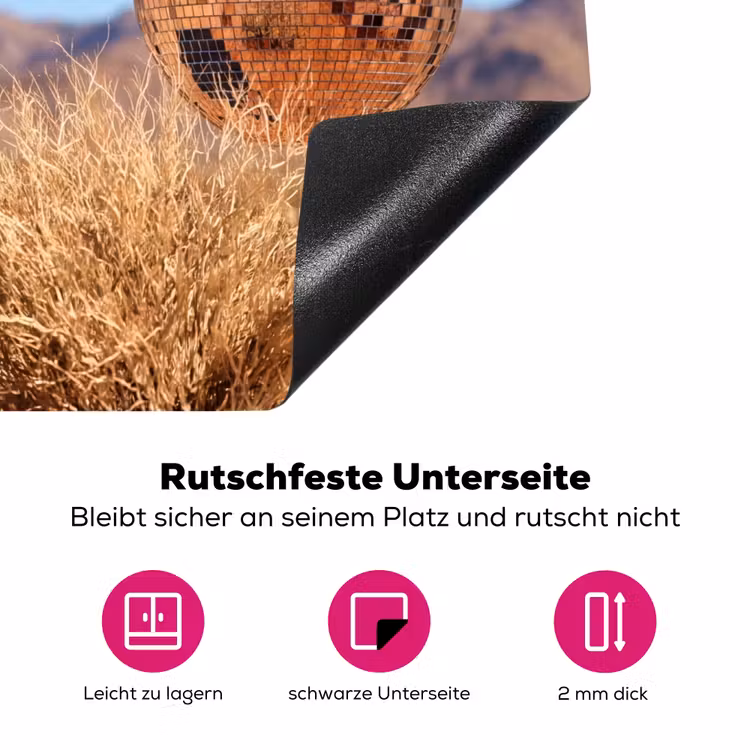 Herdabdeckplatte - Wüste – Spiegelkugel – Kunst - Woestijn - Spiegelbal - Kunst Inductie beschermer vinyl 3mm middel