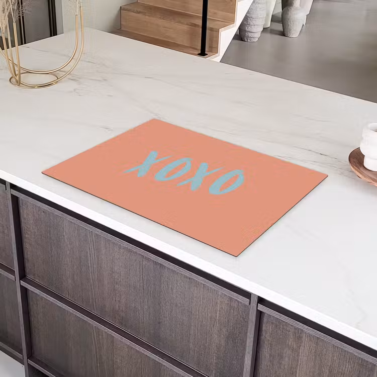 XOXO - Blauw - Perzikkleur Inductie beschermer vinyl 3mm klein -sfeer8