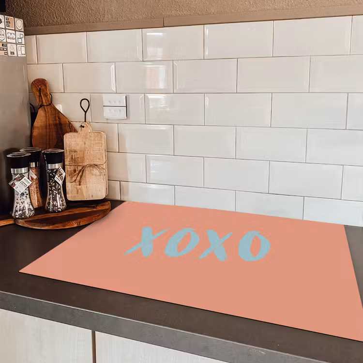 XOXO - Blauw - Perzikkleur Inductie beschermer vinyl 3mm klein -sfeer3