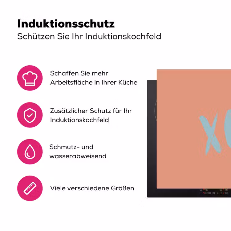 XOXO - Blauw - Perzikkleur Inductie beschermer vinyl 3mm klein -zzzzzzz-lf-ups
