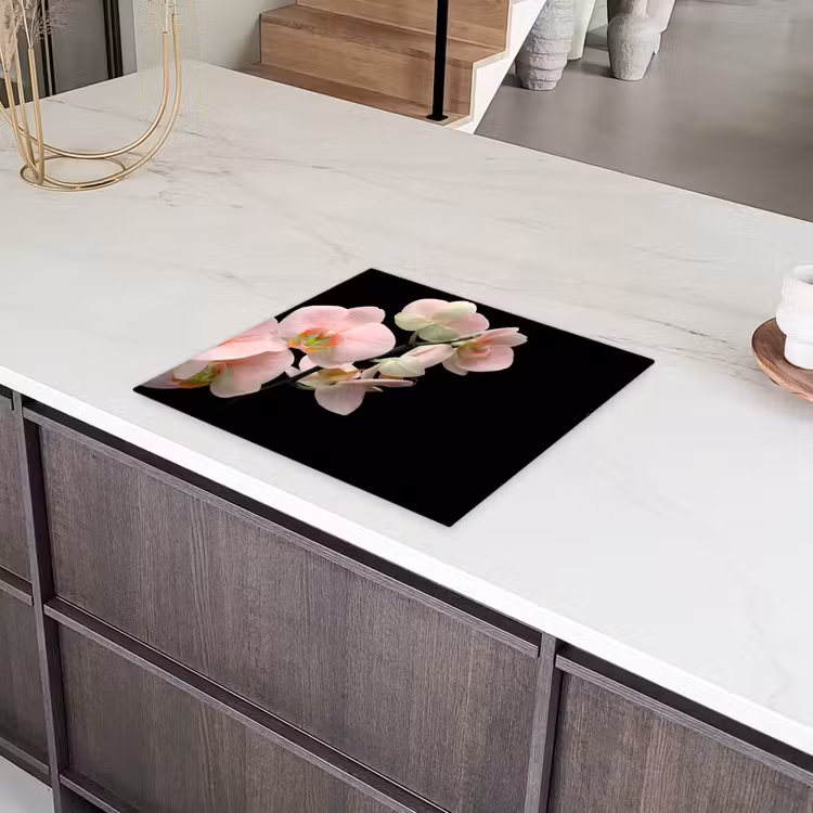 Zachte Roze Orchideeënfluistering Inductie beschermer vinyl 3mm middel -sfeer8