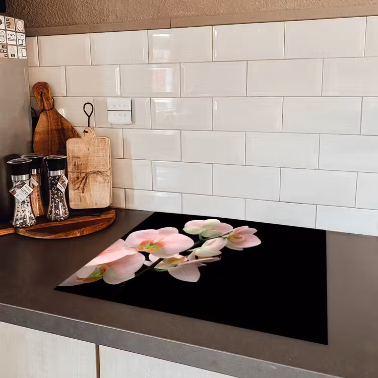 Zachte Roze Orchideeënfluistering Inductie beschermer vinyl 3mm middel -sfeer3