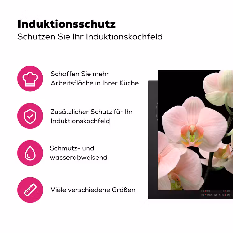 Zachte Roze Orchideeënfluistering Inductie beschermer vinyl 3mm klein -zzzzzzz-lf-ups