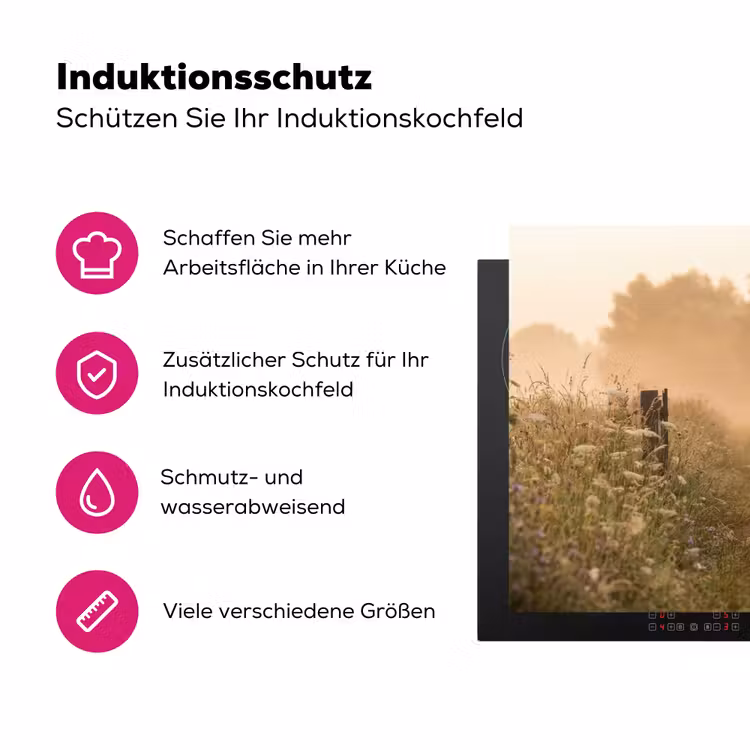 Hek - Natuur - Mist - Veld Inductie beschermer vinyl 3mm klein -zzzzzzz-lf-ups
