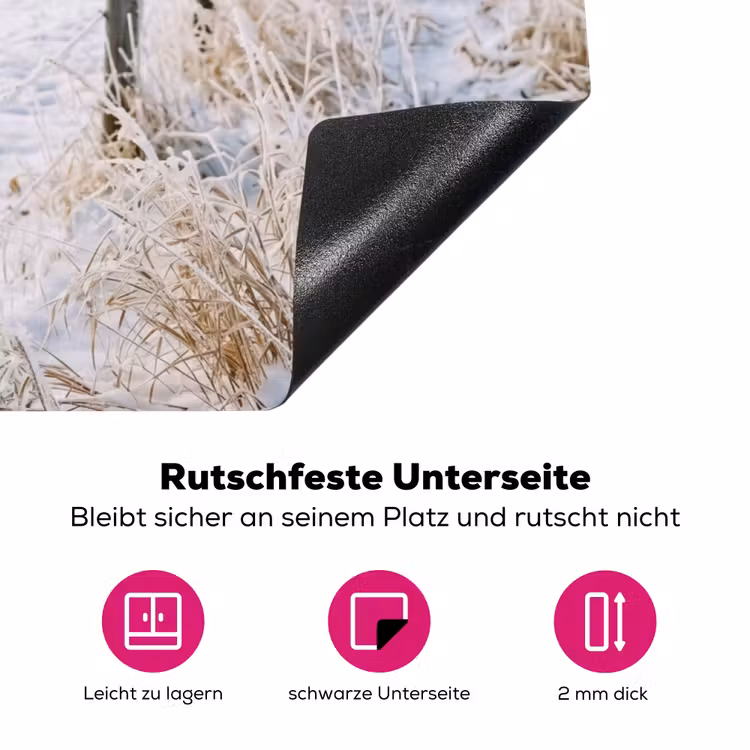 Hek - Sneeuw - Mist - Platteland - Nostalgisch Inductie beschermer vinyl 3mm klein -zzzzzzz-lf-onderkant