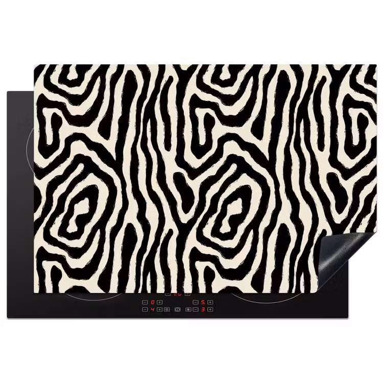 Zebra - Abstract - Zwart Inductie beschermer vinyl 3mm klein 276 -3d
