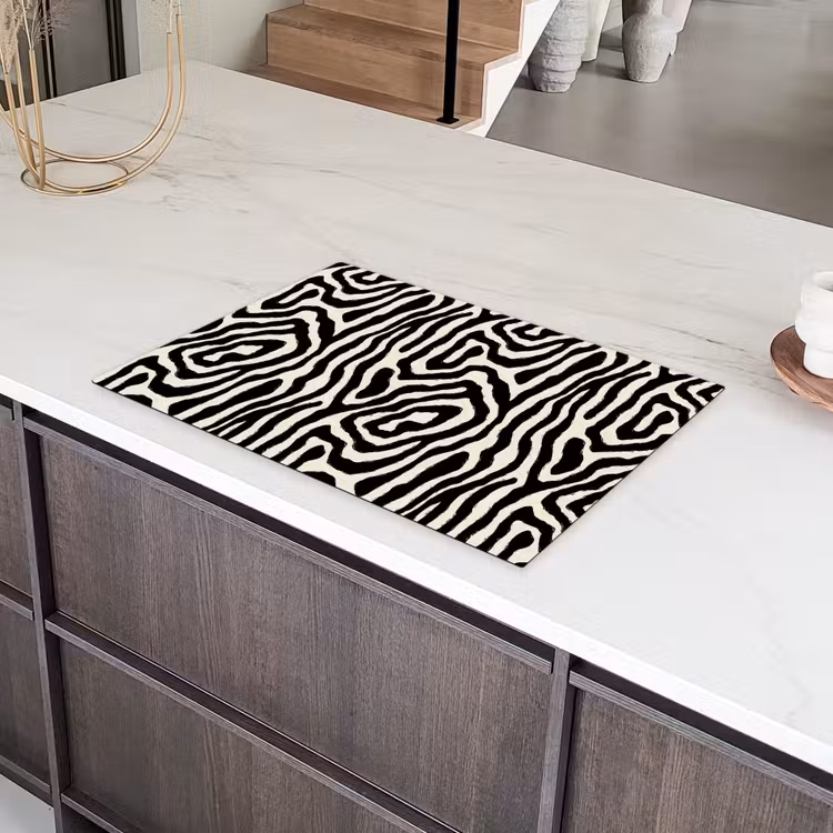 Zebra - Abstract - Zwart Inductie beschermer vinyl 3mm klein 276 -sfeer8