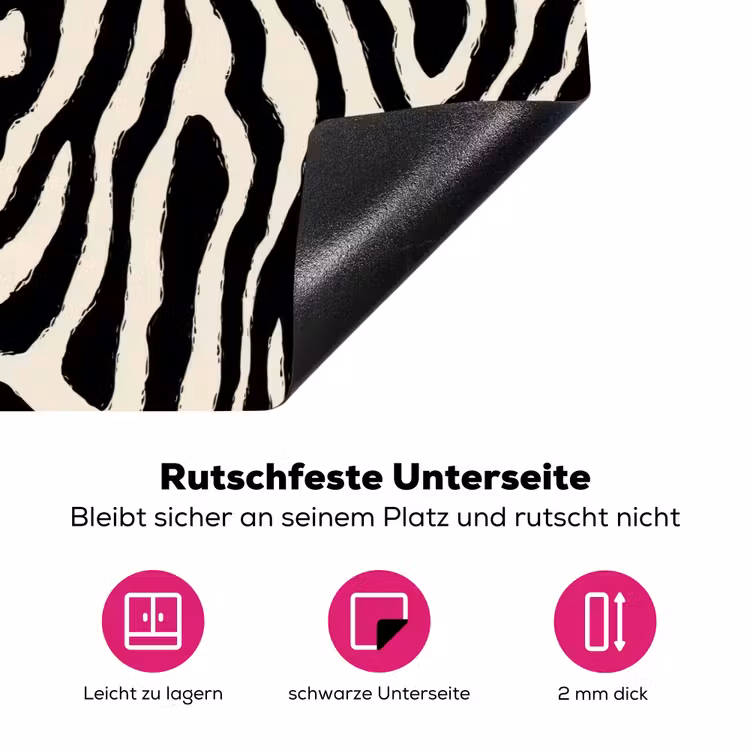Zebra - Abstract - Zwart Inductie beschermer vinyl 3mm klein 276 -zzzzzzz-lf-onderkant