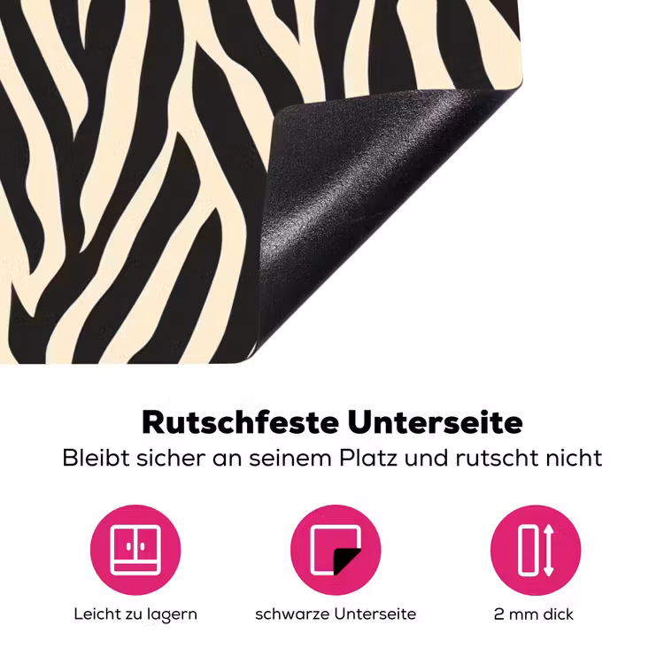 Zebra - Print - Klassiek - Zwart Inductie beschermer vinyl 3mm klein 276 -zzzzzzz-lf-onderkant