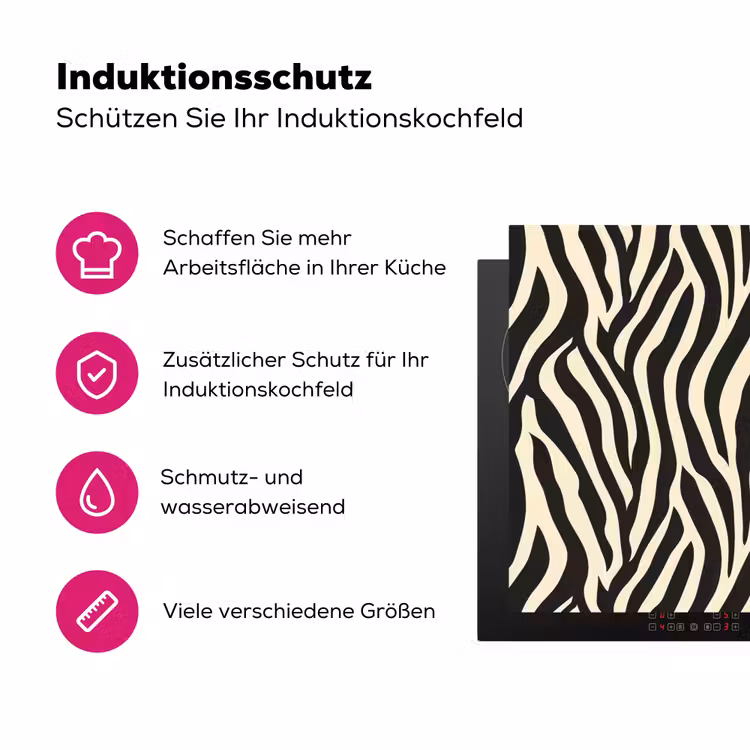 Zebra - Print - Klassiek - Zwart Inductie beschermer vinyl 3mm klein 276 -zzzzzzz-lf-ups