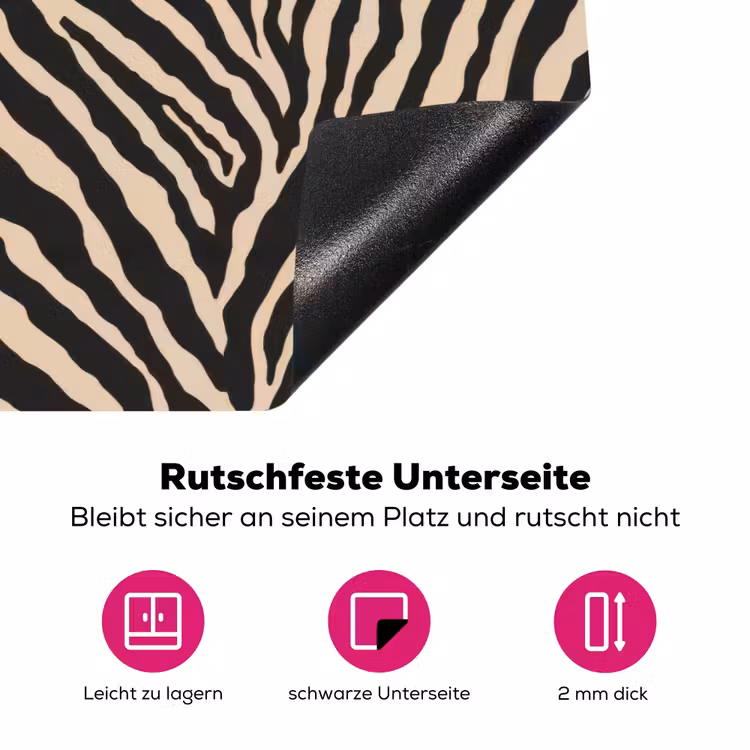Zebra - Klassiek - Zwart Inductie beschermer vinyl 3mm klein 276 -zzzzzzz-lf-onderkant