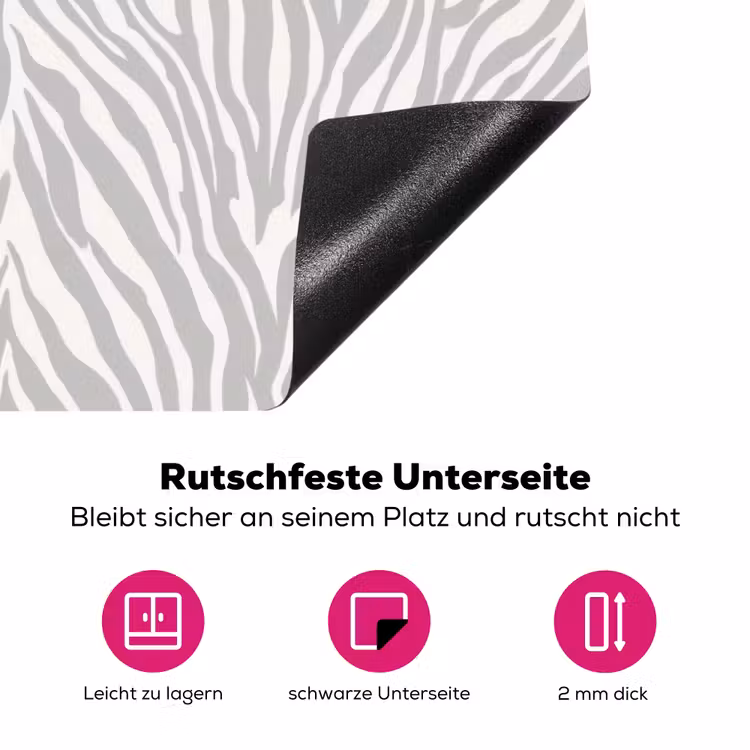 Zebra - Motief - Grijs Inductie beschermer vinyl 3mm klein 276 -zzzzzzz-lf-onderkant