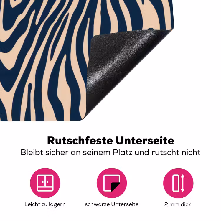 Zebra - Patroon - Blauw - Beige Inductie beschermer vinyl 3mm klein 276 -zzzzzzz-lf-onderkant