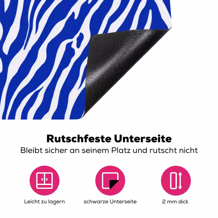 Zebra - Patroon - Kobalt - Blauw Inductie beschermer vinyl 3mm klein 276 -zzzzzzz-lf-onderkant