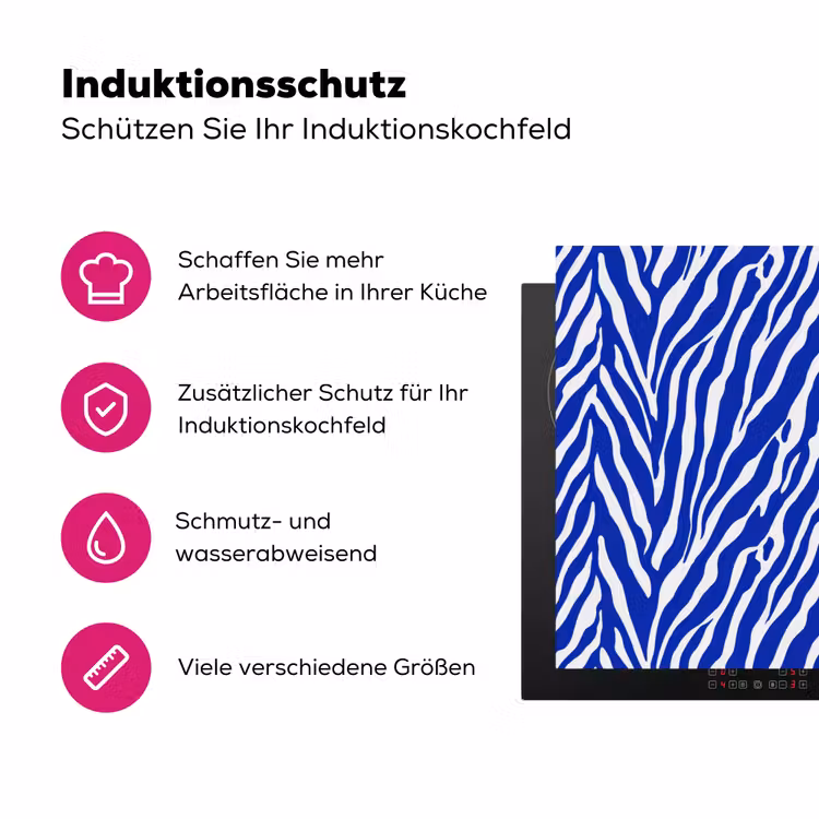 Zebra - Patroon - Kobalt - Blauw Inductie beschermer vinyl 3mm klein 276 -zzzzzzz-lf-ups