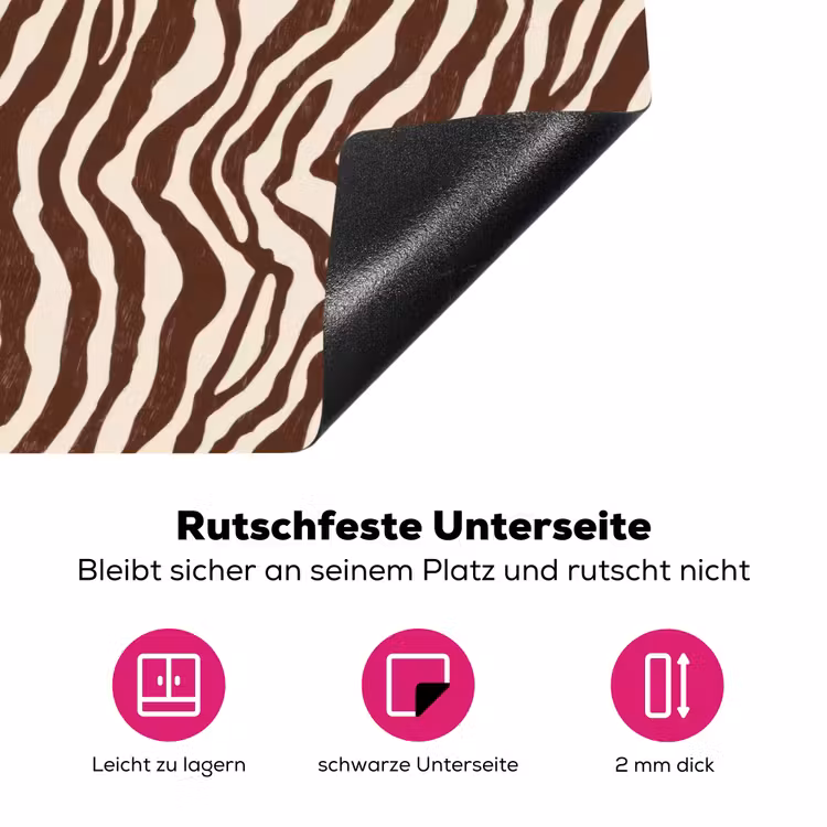 Zebra - Patroon - Zwart - Wit Inductie beschermer vinyl 3mm klein 276 -zzzzzzz-lf-onderkant