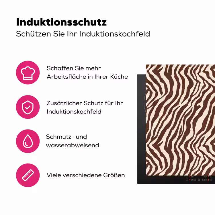 Zebra - Patroon - Zwart - Wit Inductie beschermer vinyl 3mm klein 276 -zzzzzzz-lf-ups