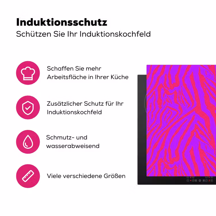 Zebra - Neon - Roze - Paars Inductie beschermer vinyl 3mm klein 276 -zzzzzzz-lf-ups