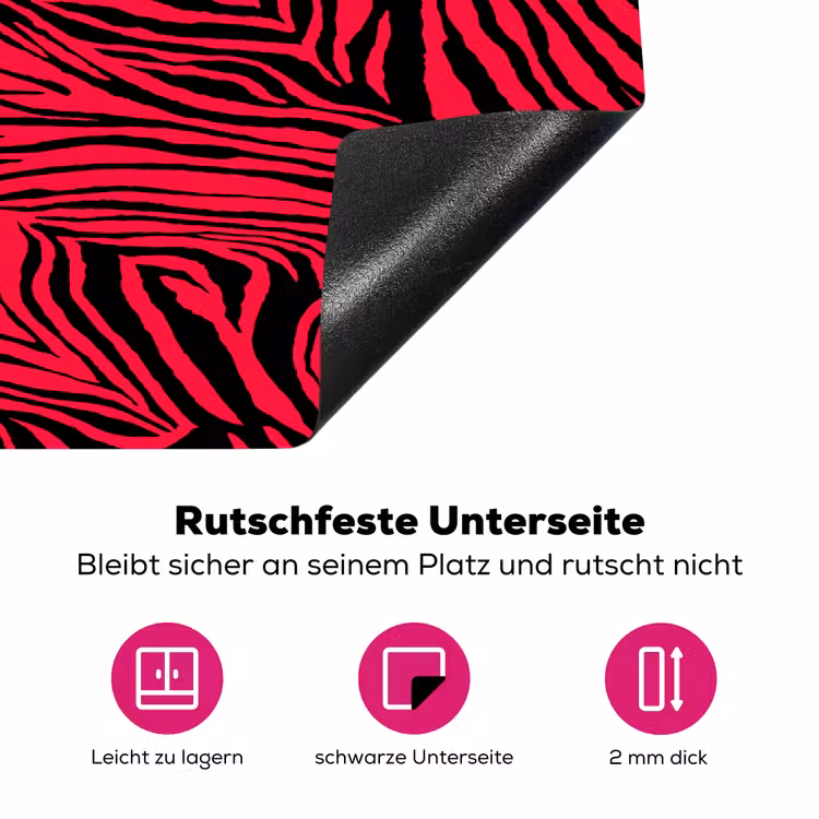 Zebra - Zwart - Roze - Neon Inductie beschermer vinyl 3mm klein 276 -zzzzzzz-lf-onderkant