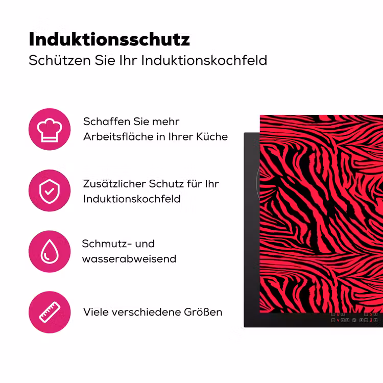 Zebra - Zwart - Roze - Neon Inductie beschermer vinyl 3mm klein 276 -zzzzzzz-lf-ups