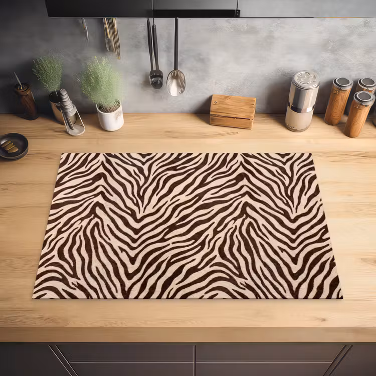Zebra - Strepen - Bruin Inductie beschermer vinyl 3mm klein -sfeer5