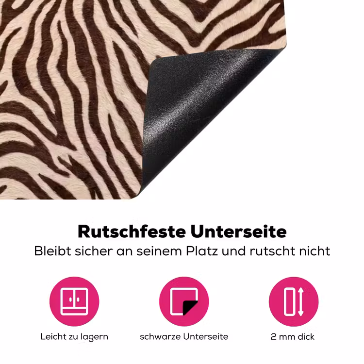 Zebra - Strepen - Bruin Inductie beschermer vinyl 3mm klein -zzzzzzz-lf-onderkant
