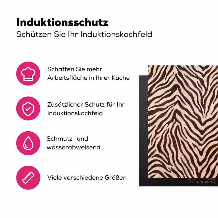 Zebra - Strepen - Bruin Inductie beschermer vinyl 3mm klein -zzzzzzz-lf-ups