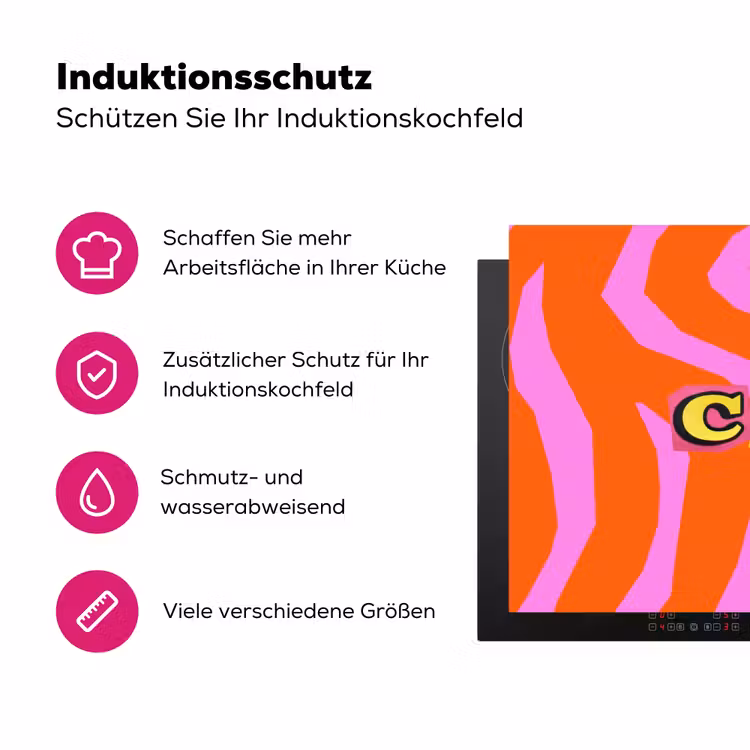 Zebraprint - Grafisch - COOL - Oranje Inductie beschermer vinyl 3mm klein -zzzzzzz-lf-ups