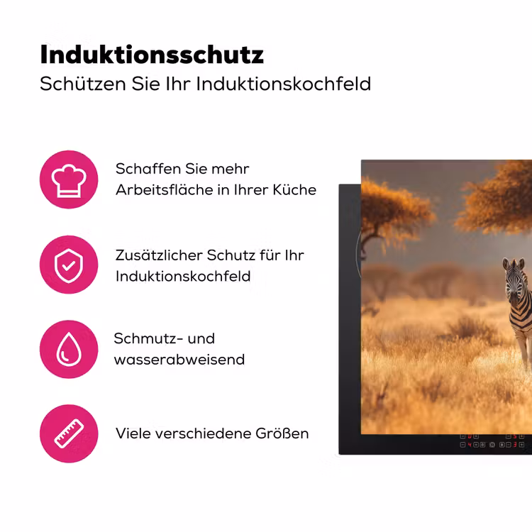 Zebra's - Savannelandschap - Gras Inductie beschermer vinyl 3mm klein -zzzzzzz-lf-ups