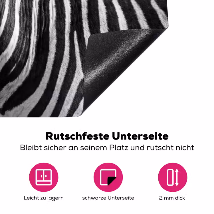 Zebra's - Zwart - Wit Inductie beschermer vinyl 3mm klein -zzzzzzz-lf-onderkant