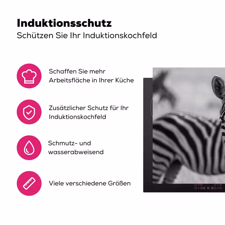 Zebra's - Zwart - Wit Inductie beschermer vinyl 3mm klein -zzzzzzz-lf-ups