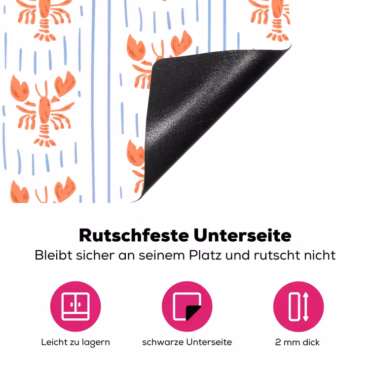 Zee - Kreeft - Oranje - Blauw Inductie beschermer vinyl 3mm klein 276 -zzzzzzz-lf-onderkant