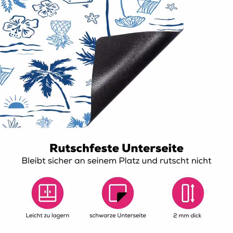 Zee - Strand - Blauw - Wit Inductie beschermer vinyl 3mm klein 276 -zzzzzzz-lf-onderkant
