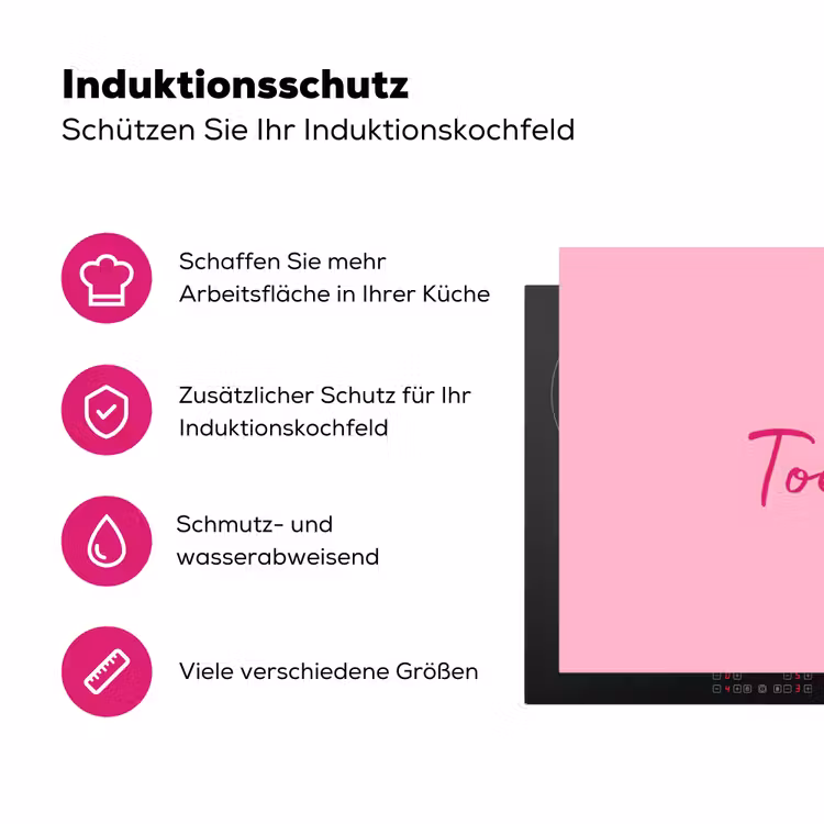 Toedeloe - Roze - Minimalistisch Inductie beschermer vinyl 3mm klein -zzzzzzz-lf-ups