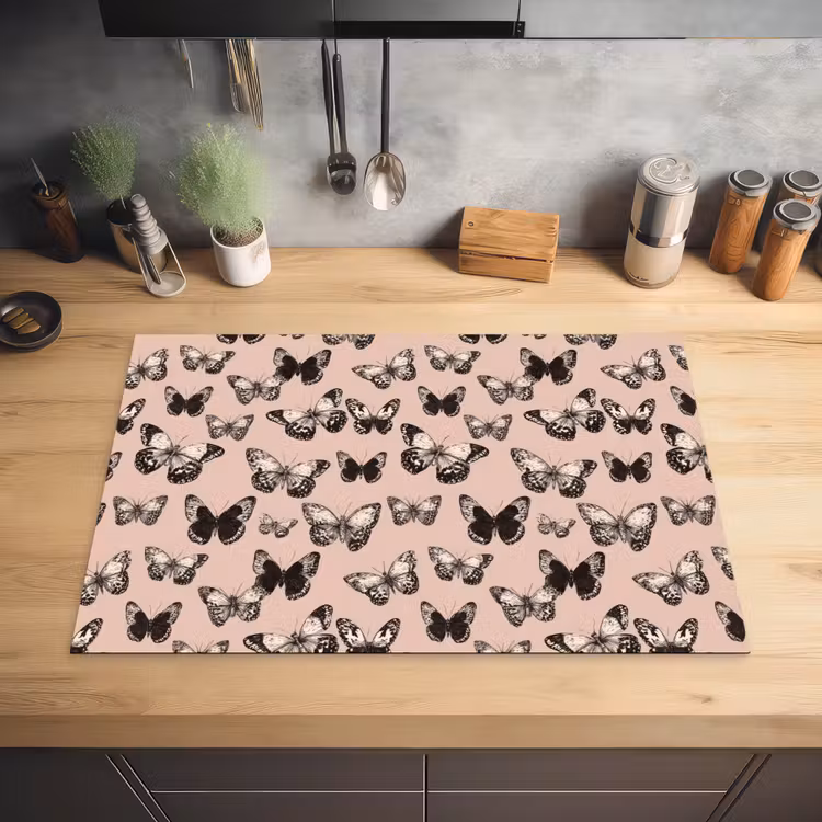 Tijdloos - Vlinders - Perzik Inductie beschermer vinyl 3mm klein 276 -sfeer5