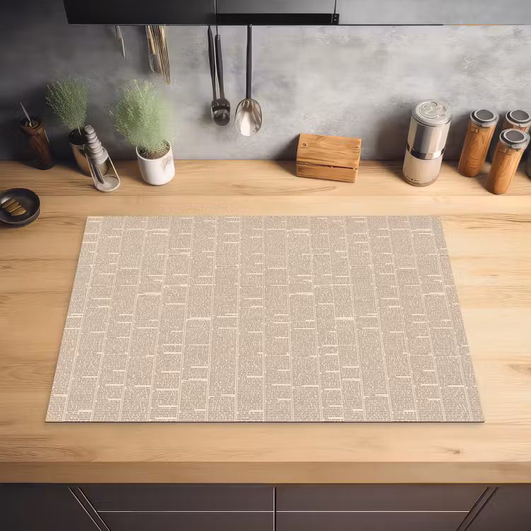 Krant - Nieuws - Historisch - Vintage - Beige Inductie beschermer vinyl 3mm klein -sfeer5
