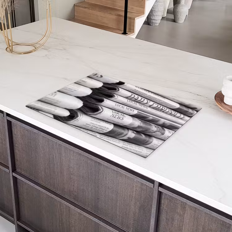 Krant - Stapel - Nieuws - Zwart-wit - Media Inductie beschermer vinyl 3mm klein -sfeer8